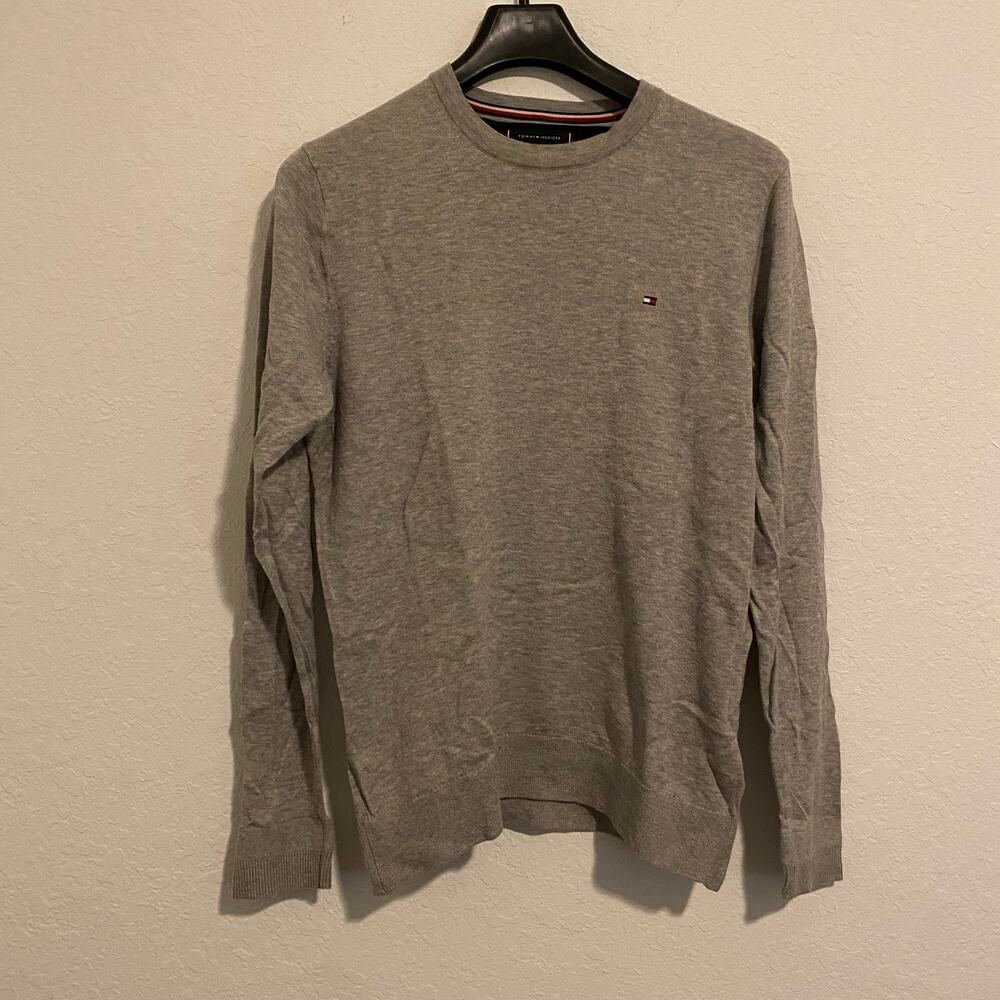 Tommy Hilfiger Core Cotton-Silk Crew Neck Sweater Medium Gray